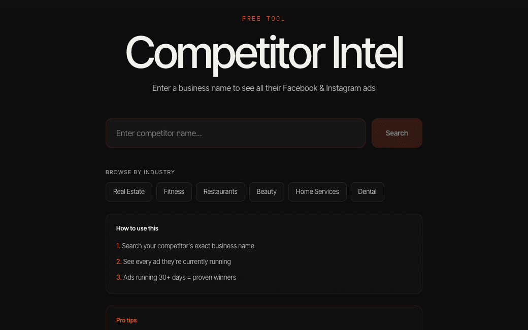 Competitor Intel running in the browser